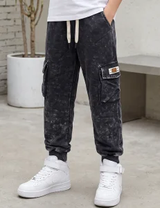 Spodnie bojówki dekatyzowane relaxed fit / acid black F26   