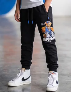 Spodnie dresowe joggery TEDDY BLUE / black F26   