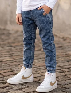 Spodnie joggery slim jeans ACID BLUE / MIMI  