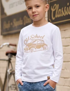 Longsleeve bawełniany OLD SCHOOL / biały MIMI