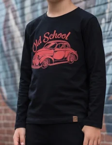 Longsleeve bawełniany OLD SCHOOL / czarny MIMI 