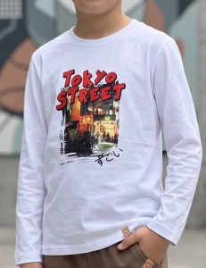 Longsleeve bawełniany TOKYO STREET / biały MIMI  