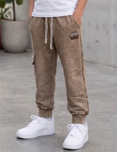 Spodnie joggery cargo dekatyzowane relaxed fit MASON / acid nut-brown