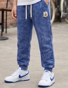 Spodnie joggery dekatyzowane relaxed fit / acid blue