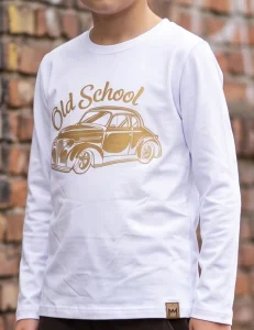 Longsleeve bawełniany OLD SCHOOL / biały MIMI