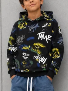Bluza z kapturem komiks-street art / czarna