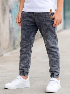 Spodnie joggery slim jeans ACID BLACK / MIMI  