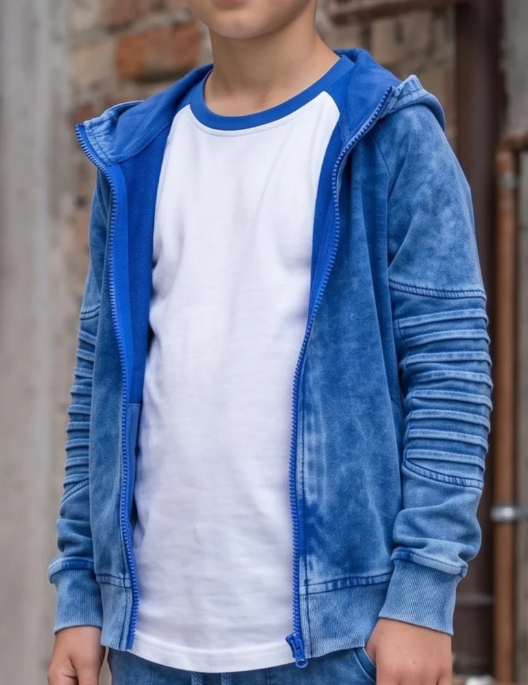 Bluza dekatyzowana zakładki / niebieska DESPACITO  