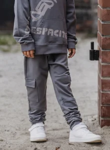 Spodnie cargo z kieszonką / stalowy DESPACITO   