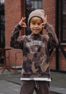 Bluza acid z efektem batic camo / brąz DESPACITO  