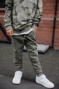 Spodnie acid weiss z przeszyciami / khaki DESPACITO