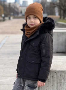 Kurtka zimowa parka MAVERICK / czarna z futerkiem
