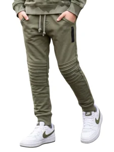 Spodnie dekatyzowane biker z przeszyciami / khaki DESPACITO