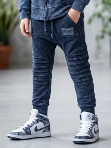 Spodnie dekatyzowane zakładki acid navy blue / DESPACITO 