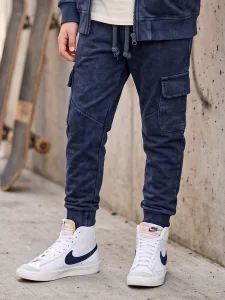 Spodnie dekatyzowane cargo / navy blue DESPACITO 