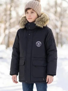 Kurtka zimowa GRIZZLY z futerkiem / czarna 