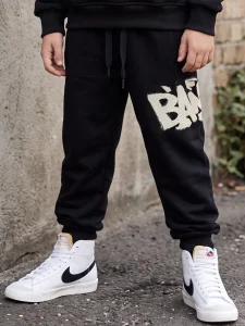 Spodnie ocieplane relaxed fit BANG / czarny