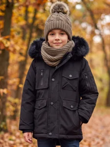Kurtka zimowa parka MAVERICK / czarna z futerkiem
