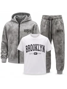 Dres 3-częściowy BROOKLYN / vintage wash light grey