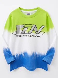 Longsleeve ombre / limonkowo-niebieski 