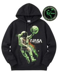 Bluza ocieplana świecąca NASA / czarna